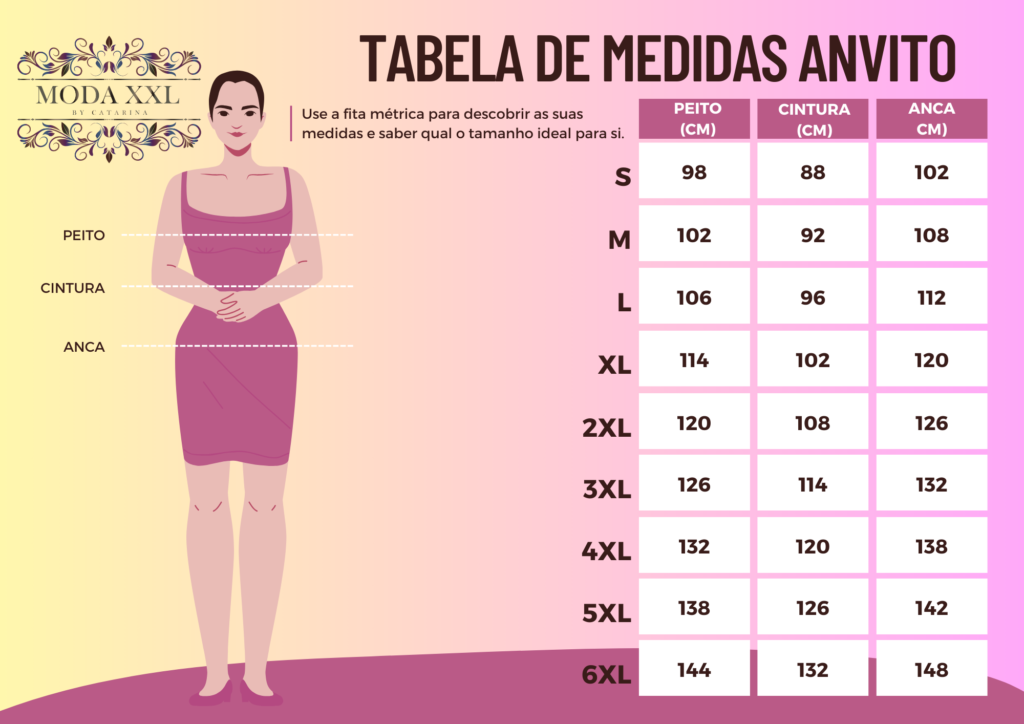 Tabela De Medidas Moda Xxl By Catarina Moda Plus Size 6379