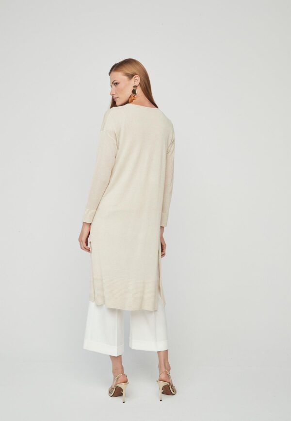 Jaqueta longa de malha lurex bege - Image 3